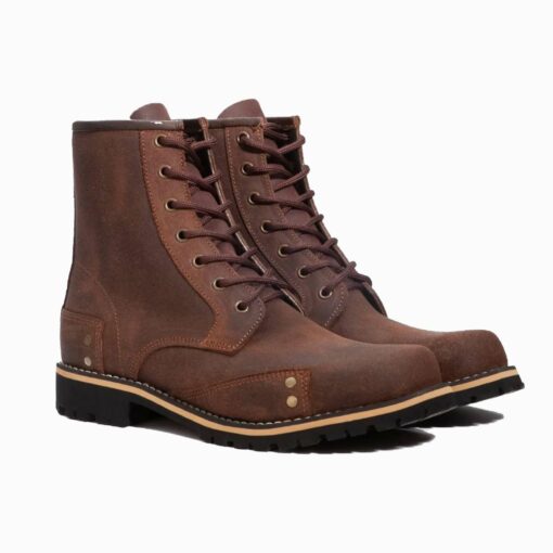 Handcrafted Men's Leather Lace-Front Boots Io14