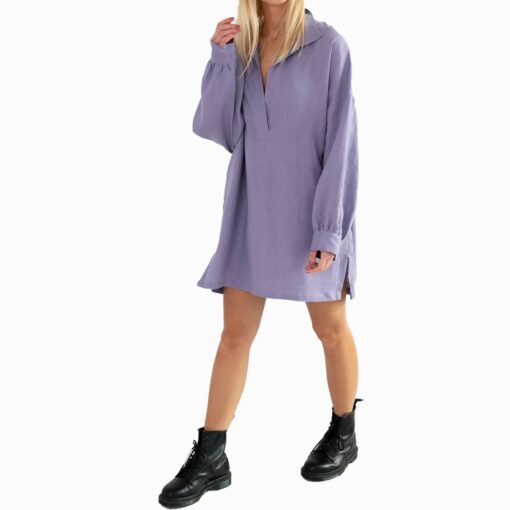 Lilac Linen Tunic Dress Io17