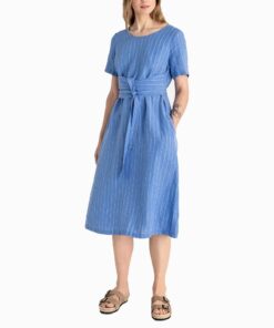 Blue Striped Linen Dress Io20