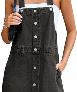 Black Denim Overall Dress IO28
