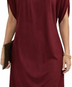 Burgundy Satin Mini Dress IO42