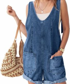 Dark Denim Blue Short Jumpsuits IO26