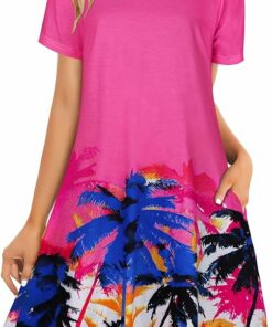 Flowy Pink Trees Summer Dress IO44