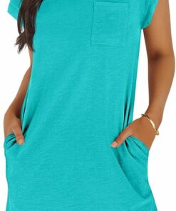Lake Blue Crewneck Loose Dress IO7