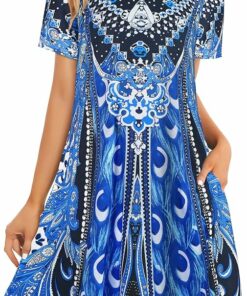 Summer Blue Boho Beach Dress IO46