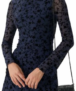 Navy Floral Mesh Mini Dress IO72