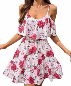 Pink Floral Printed Mini Dress IO75