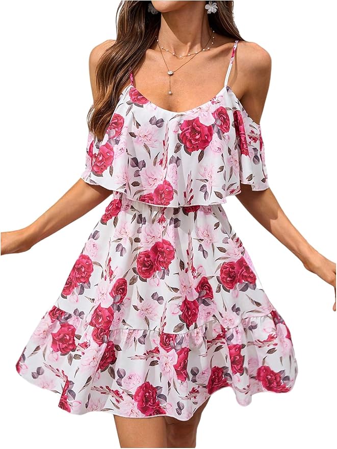 Pink Floral Printed Mini Dress IO75