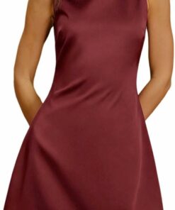 Sleeveless A-Line Burgundy Party Dress IO53