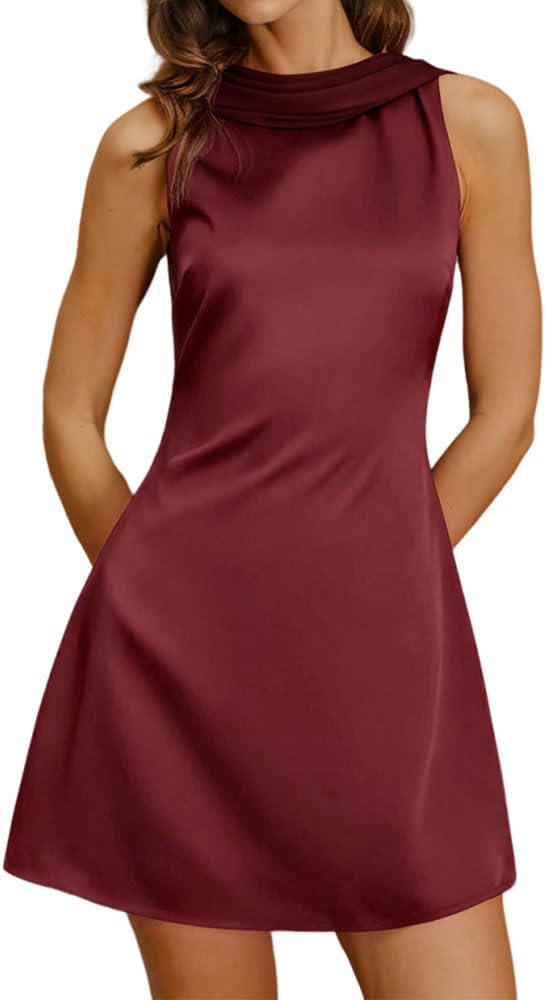 Sleeveless A-Line Burgundy Party Dress IO53