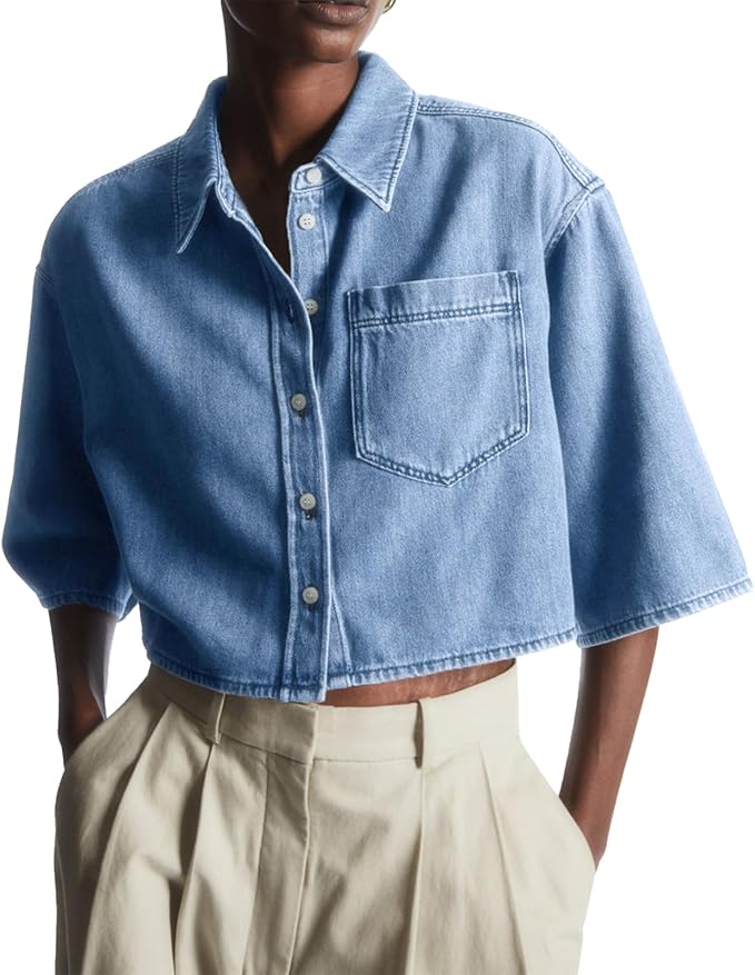 Womens Crop Denim Shirt IO96